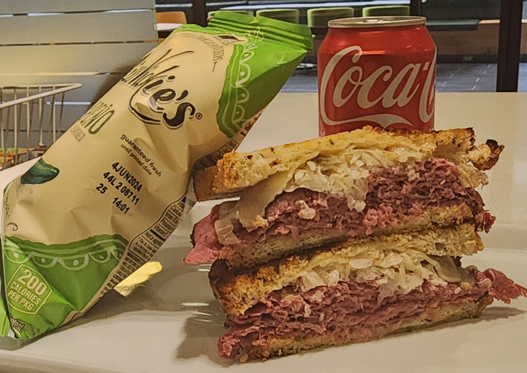 Hot Pastami Rueben with Miss Vickie's Jalapeno Chips and Coca Cola Combo | JFC Deli Provisions